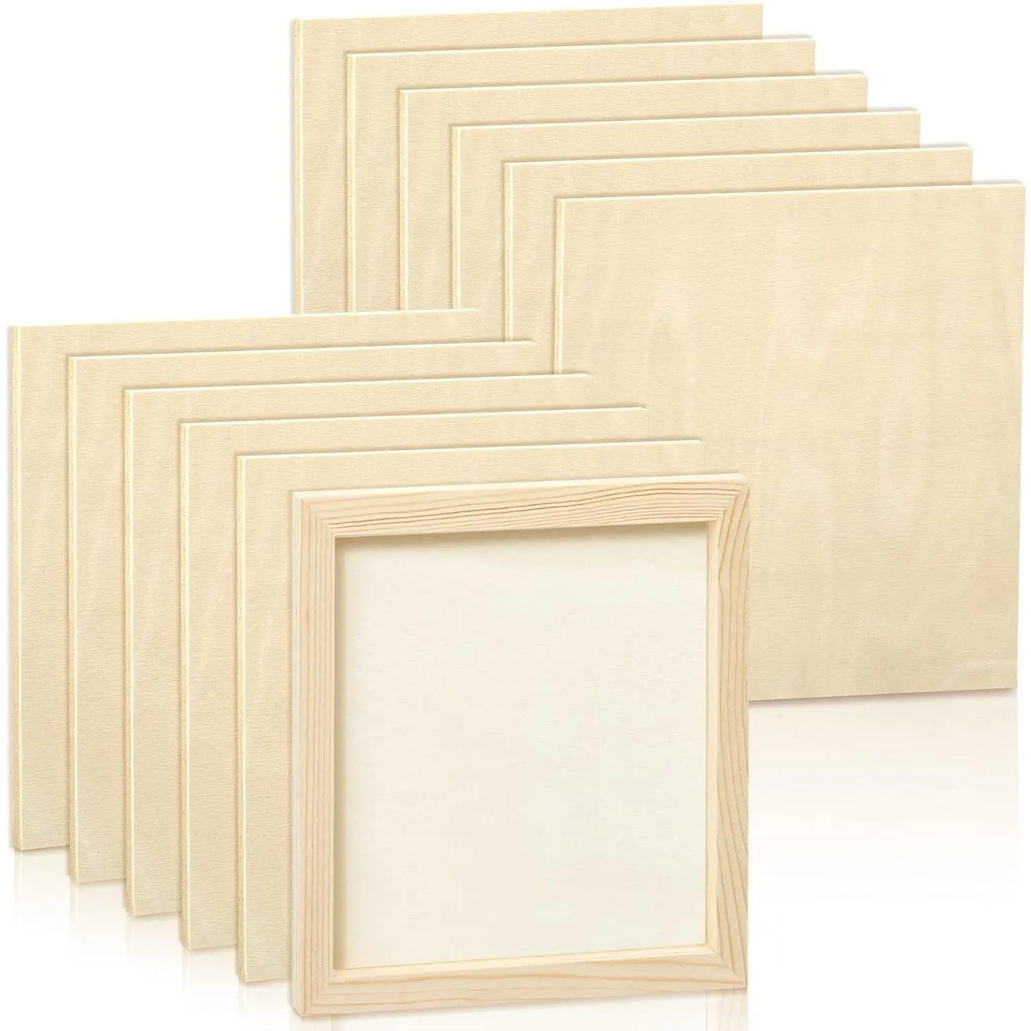 12 Pcs 8 x 8'' Wood Panel Boards, Unfinished Wood Canvas Panels for Painting Crafts DIY Drawing Pouring Art Projects