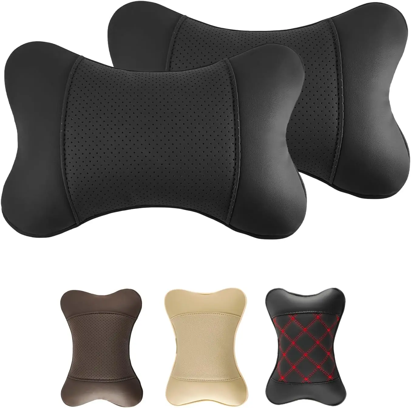 2 Pack Car Neck Pillow PU Leather Automotive Headrest Pillow for Car Support Neck Pain Relief Universal Car Pillow (Black),Heart-Shaped,Soft,fashion,