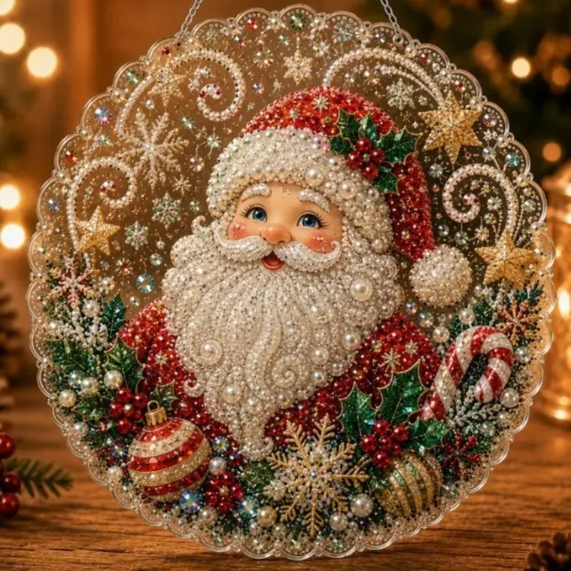 Christmas Tree 5D Diamond Painting Acrylic Pendant, Festive Christmas Gift, Elegant Holiday Decoration, Perfect for Seasonal Celebrations