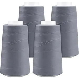 4 Cones x 3000 Yards Serger Thread Total 12000 Yards 40S/2 Polyester All-Purpose Thread for Sergers Overlock Machines Quilting Handcrafts 4 Grey