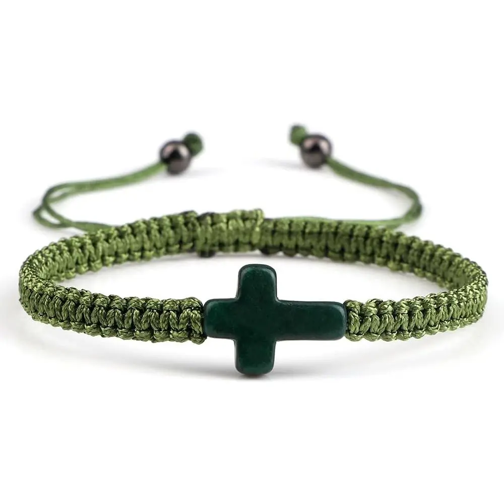 Adjustable   Braided Rope Bracelet for Christian Colorful Matching Couple Charm  Inspirational Religious Woven Bracelet Birthday Easter Thanksgiving Christmas Gifts