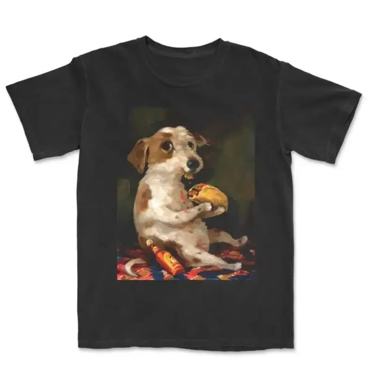Men's Funny Graphic Tee, Vintage Dog Taco Meme Shirt in 100% Cotton, Shortsleeve Relaxed Fit Top for Dog Lovers, Tshirt, Casual, Streetwear, Breathable, Style, Men's T Shirts, Meme Shirts Funny