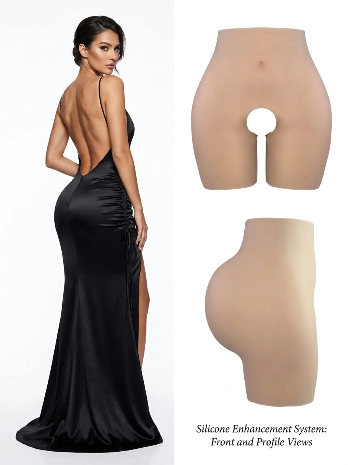 Soft Seamless Shapewear Shorts with Silicone Butt Pads, Four-Way Stretch Compressive Fabric, Anti-Slip Thigh Design, All-Day Comfort
