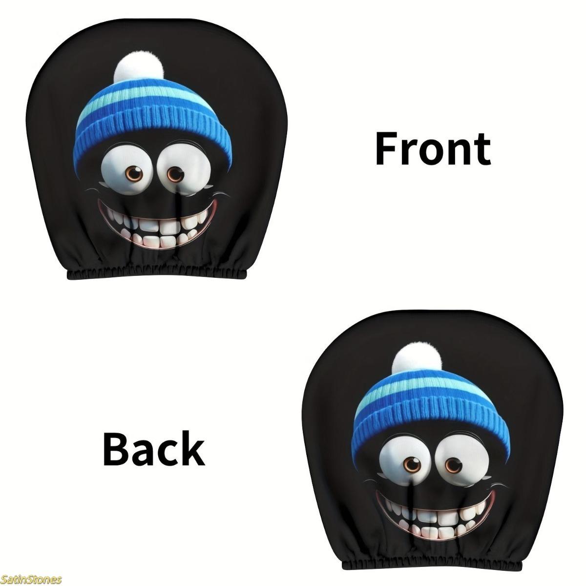 2 Pack Cartoon Character Car Headrest Covers, Universal Fit for Cars and Trucks, Designed for Holidays, Seat Protector Covers, Car Seat Decoration