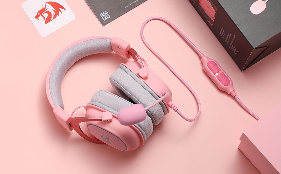 Redragon H510 Zeus-X RGB Pink Wired Gaming Headset - 7.1 Surround Sound - 53MM Audio Drivers in Memory Foam Ear Pads w/Durable Fabric Cover- Multi Platforms Headphone - USB Powered for PC/PS4/NS