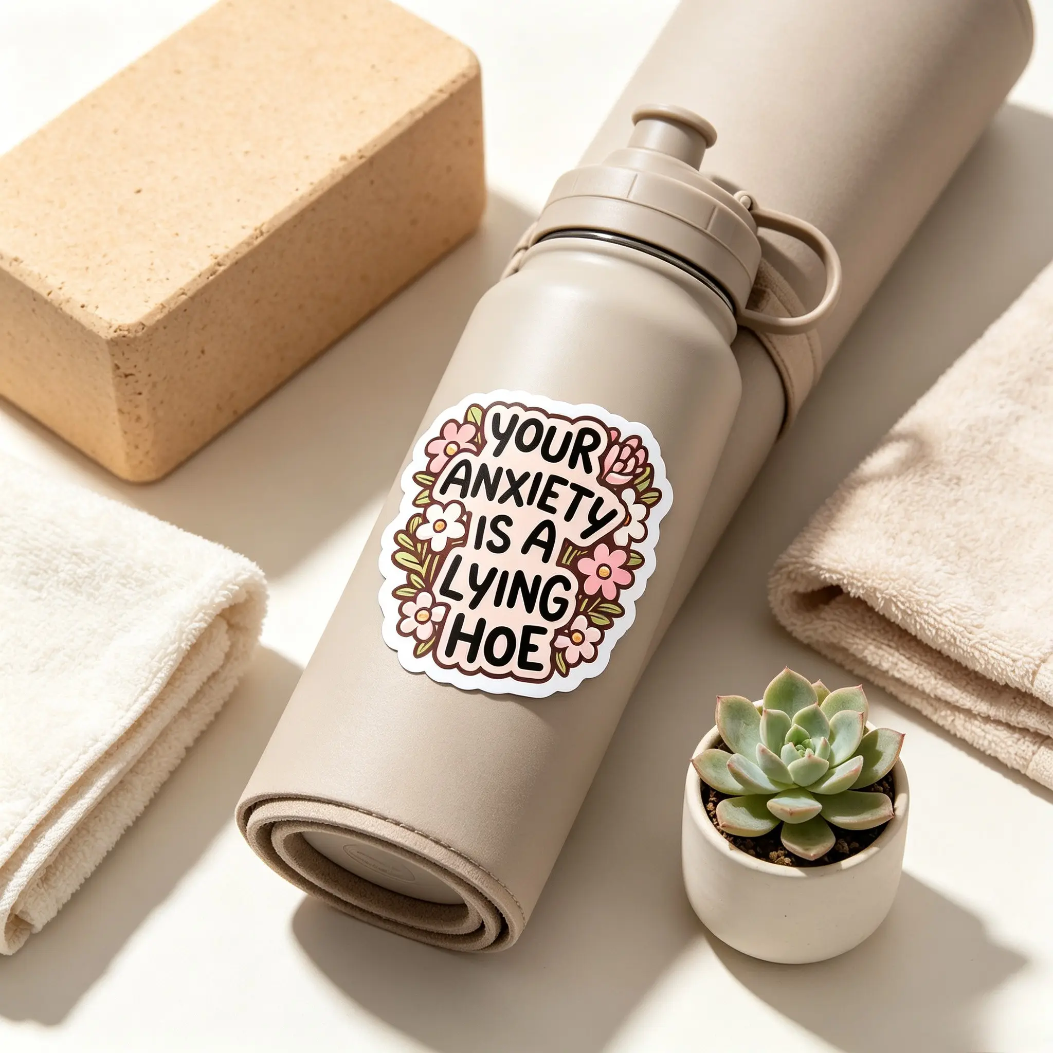 Funny Sarcastic Mental Health Sticker, Waterproof Floral Vinyl Decal, Self Care Quote for Laptop, Tumbler, Water Bottle, Journal, Suitcase