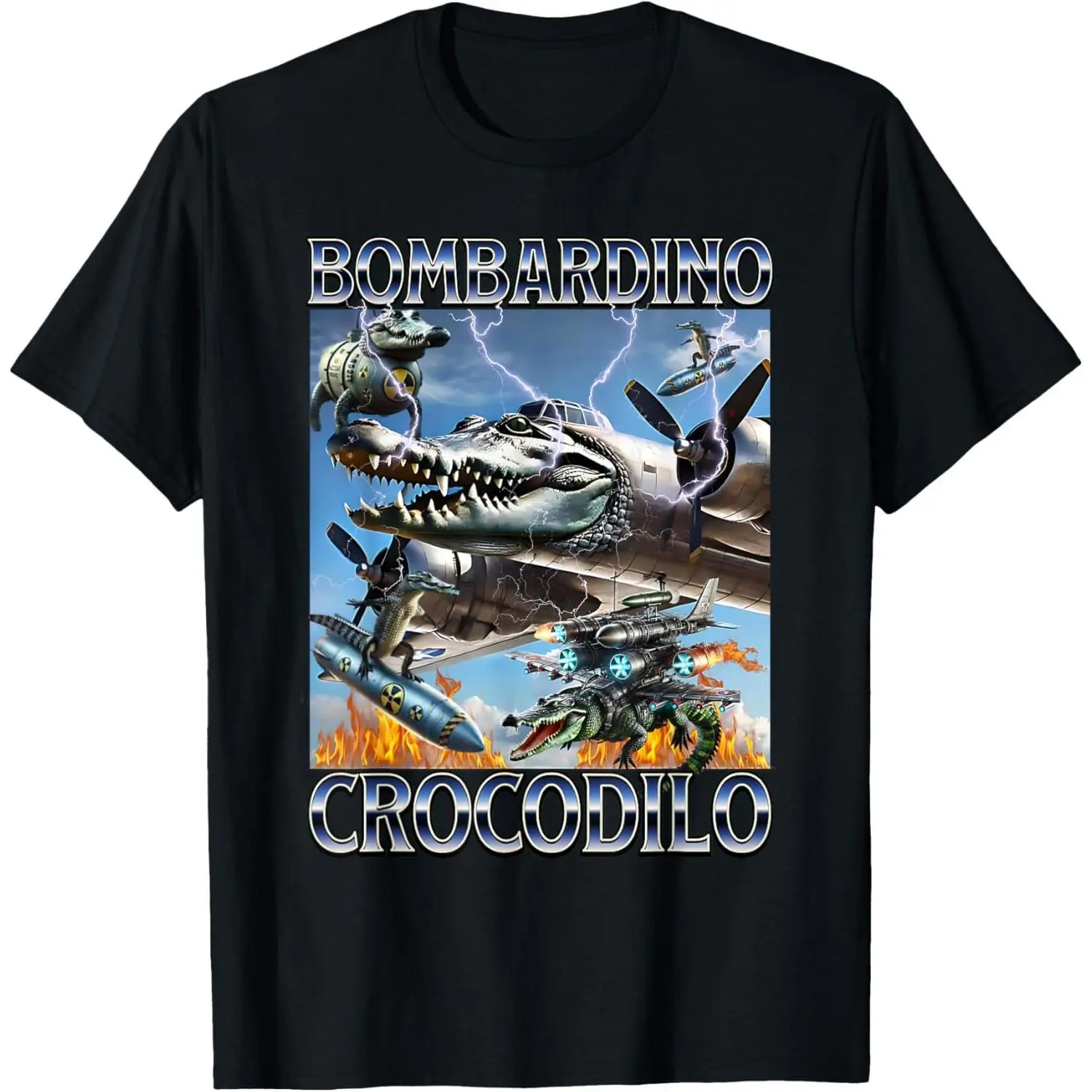 Women's Bombardino Crocodilo Italian Brainrot Meme Short-Sleeve T-Shirt, Unisex Style, Comfortable Fit, Breathable Fabric, Tops, Shortsleeve, Cotton, Piece, Relaxed Unisex