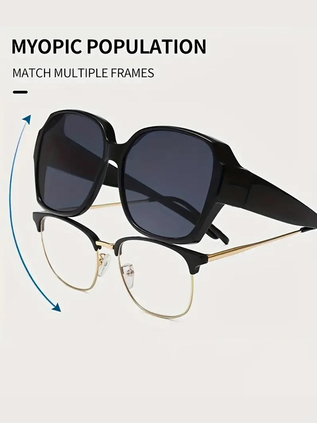 Unisex Minimalist Fit-over Sunglasses, Trendy Casual Sun Protective Sunglasses for Various Eyeglasses for Everyday Use, Fashion Accessories for Outdoor Activities