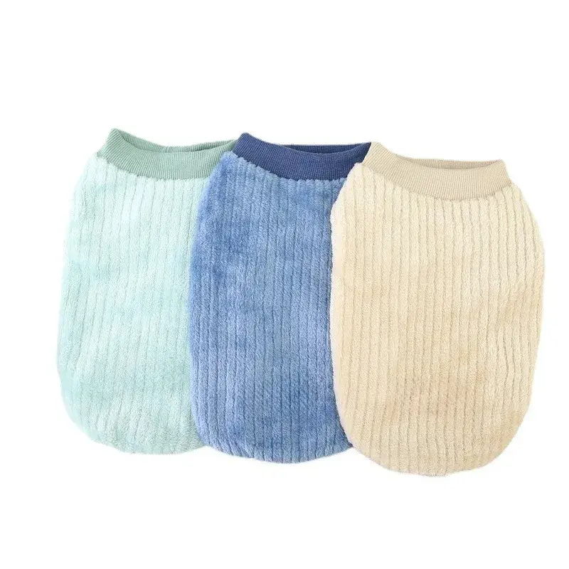 Plush Fleece Dog Sweater - Warm Autumn Winter Pet Apparel for Small Dogs - Soft Vertical Texture Pullover