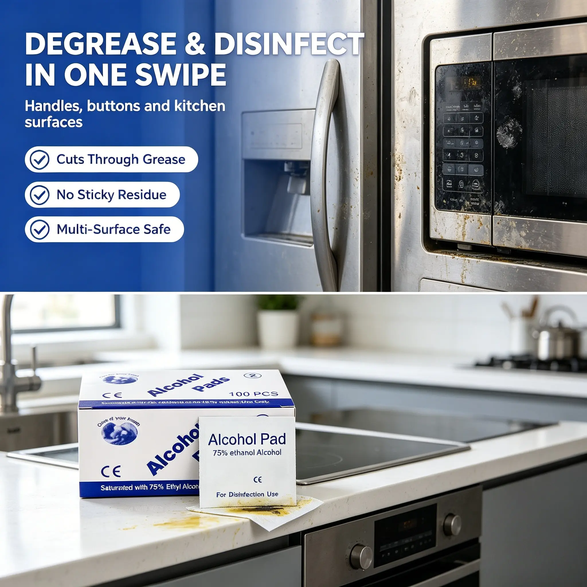 Disposable 75% Alcohol Prep Pads, Individually Wrapped Sterile Wipes, Quick Sanitization for Phone, Beauty Tools, Daily Use