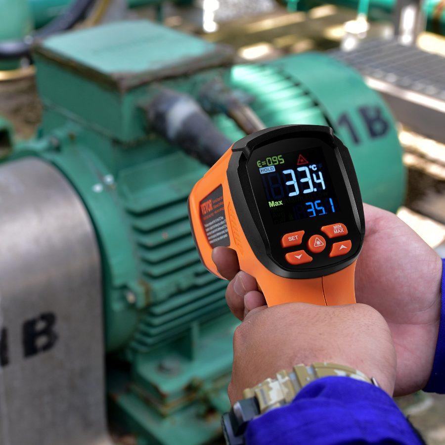 VEVOR Infrared Thermometer, -402732F Dual Laser Temperature Gun Non-Contact, Handheld IR Heat Temperature Gun with Adjustable Emissivity for Metal Smelting/Cooking/Pizza Oven/Engine(Not for Human)
