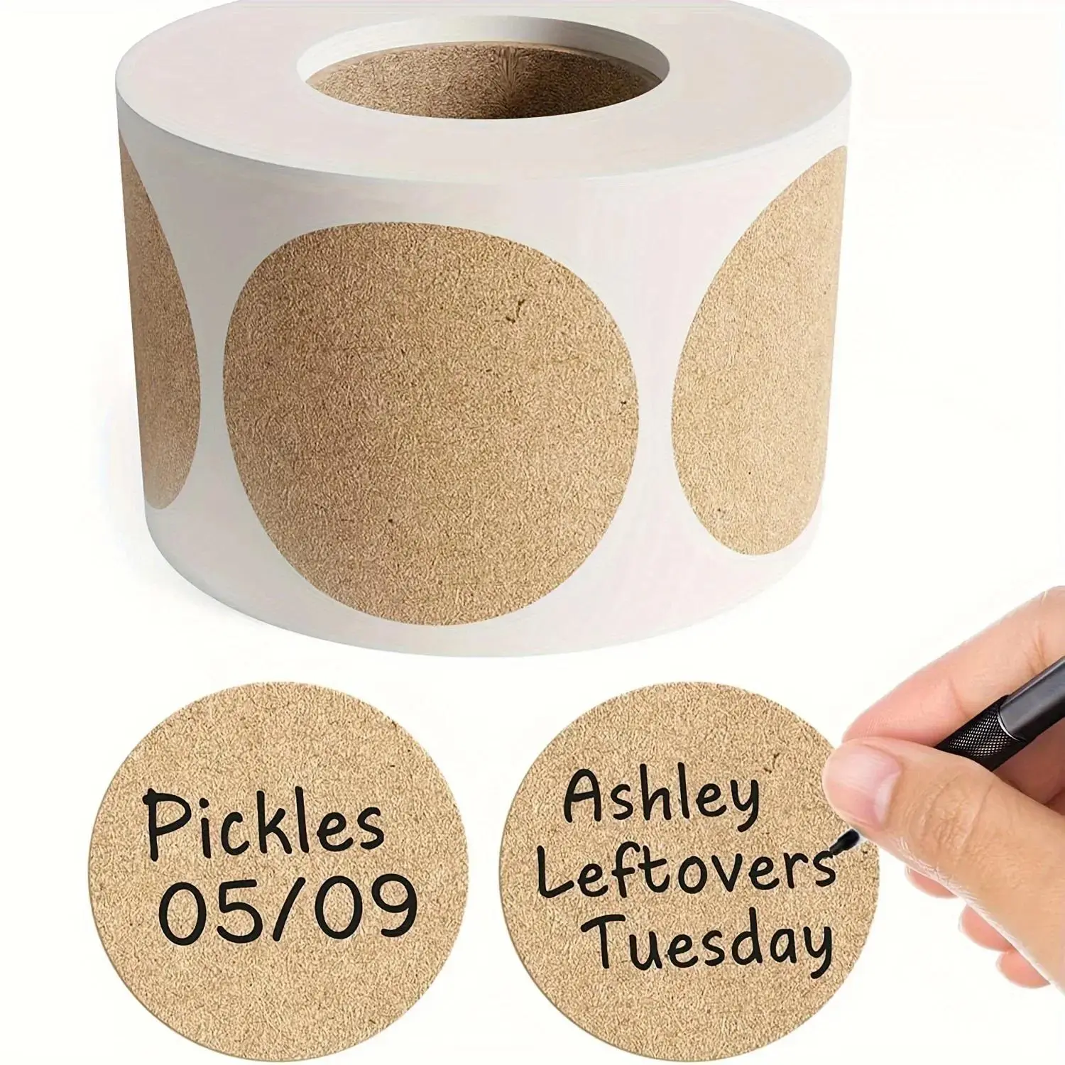 500 pcs 1 roll Kraft Dissolvable Mason Jar Labels Dissolvable Food Labels for Containers Jam Homemade Canning Jar Stickers,Christmas gift, Thanksgiving gift, holiday gift