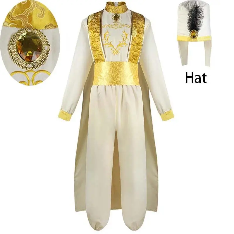 Adult Arabian Prince Cosplay Costume Fairy Tale Magic Wonderful Lamp Arab Prince Outfits for Halloween Stage Performance