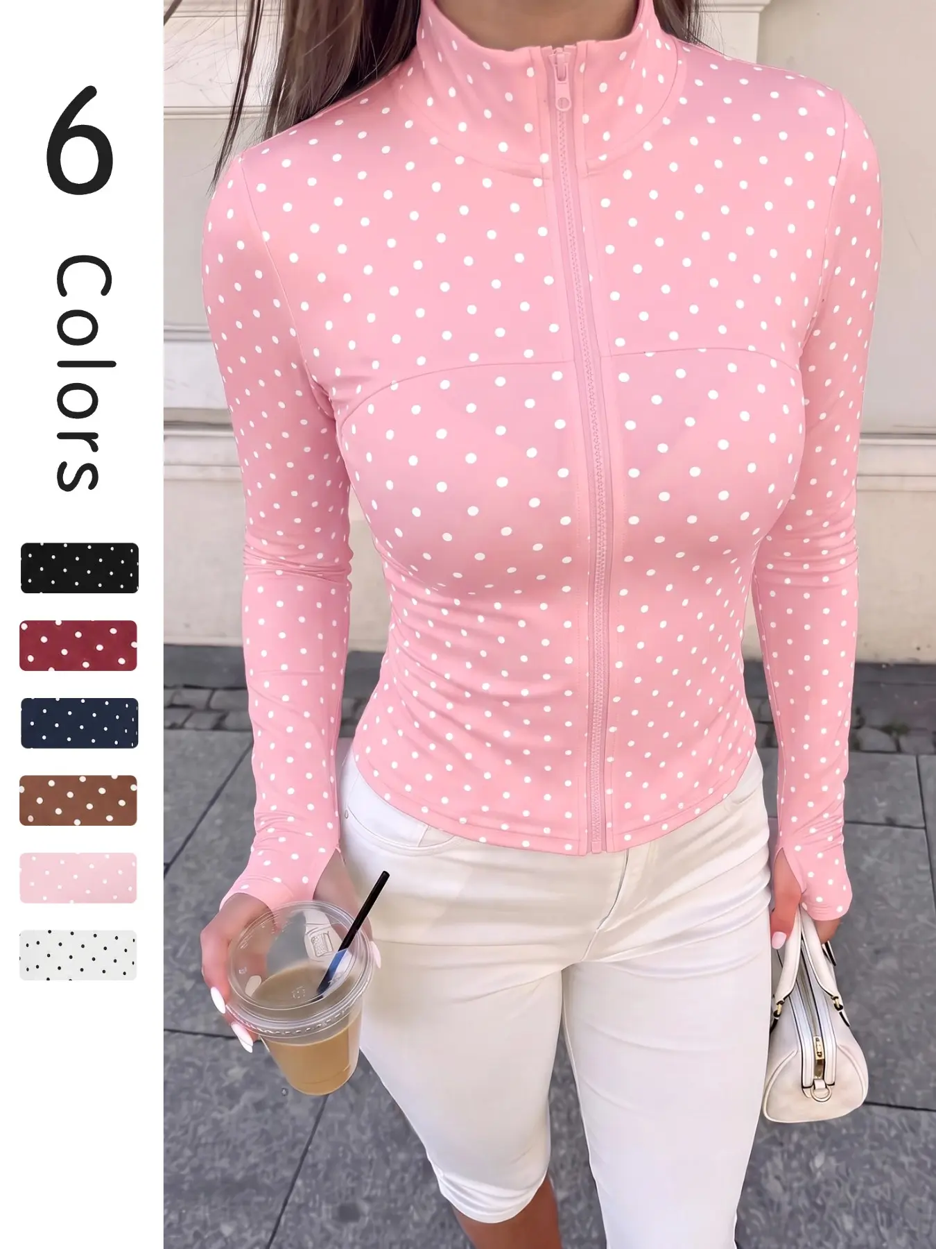 Women's Sporty Yoga Jacket, Fitted Fitness Coat for Gym, Slimming Plaid Outdoor Sports Jacket, Fashionable All-Season Wear