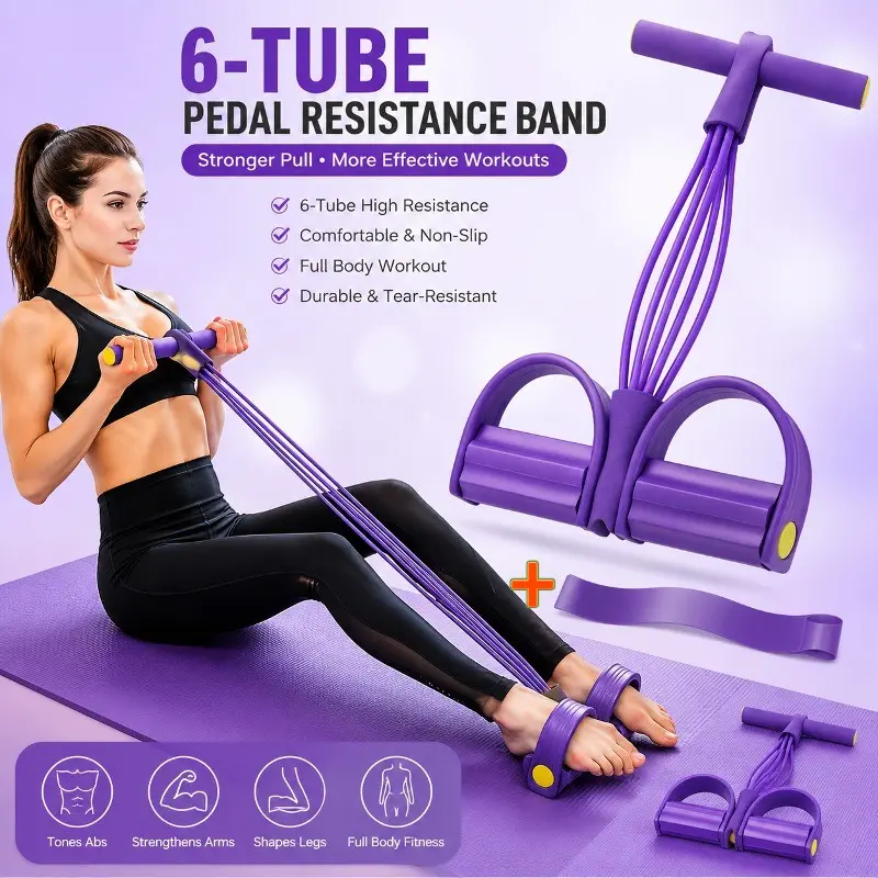 Multi-Pipe Leg Extender, Resistance Band Workout, Waist and Body Exercise, Back Strengthening Training, Fitness Equipment