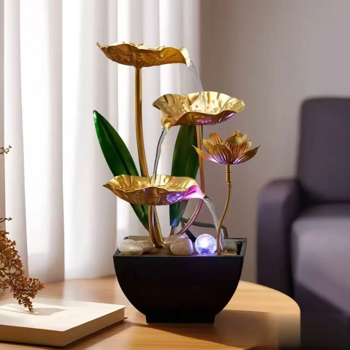 Small Three-Tier Simple Desktop Water Fountain, Quiet Humidifier, Noiseless Humidifier, USB Powered Humidifier, Office Living Room Bedroom Decor, Landscape Ornament, Water Feature