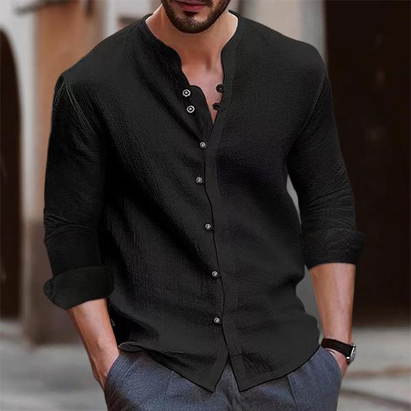 Men's Vintage Button-Up Shirt - Available in Multiple Colors. Made of Linen and Polyester - Lightweight, non-stretch shirt, perfect for spring and summer wear, can be paired with formal or casual attire.