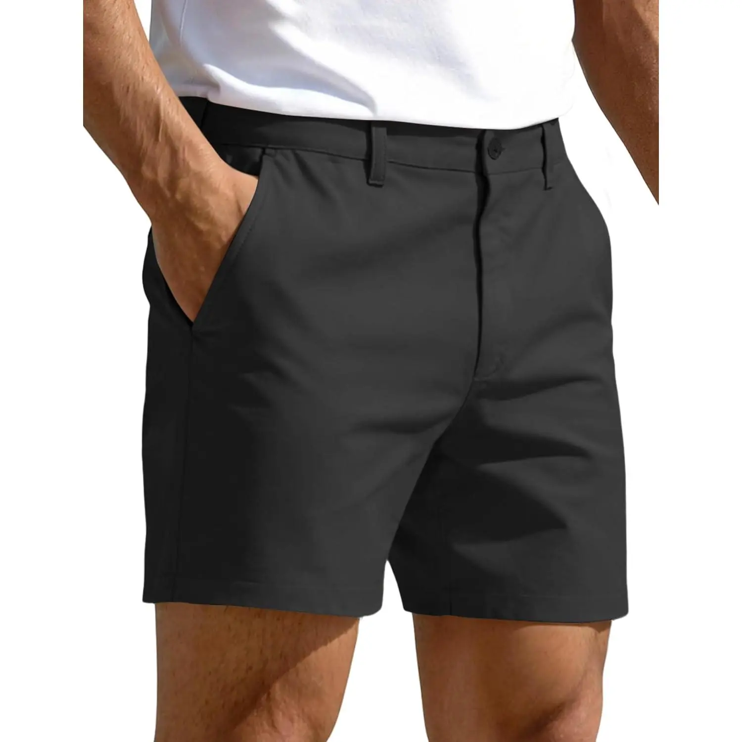 Men's 5" Inseam Hybrid Flat Front Golf Shorts Chino| Quick Dry,Buttery-Smooth,Causal,Lightweight,Zip Pocket