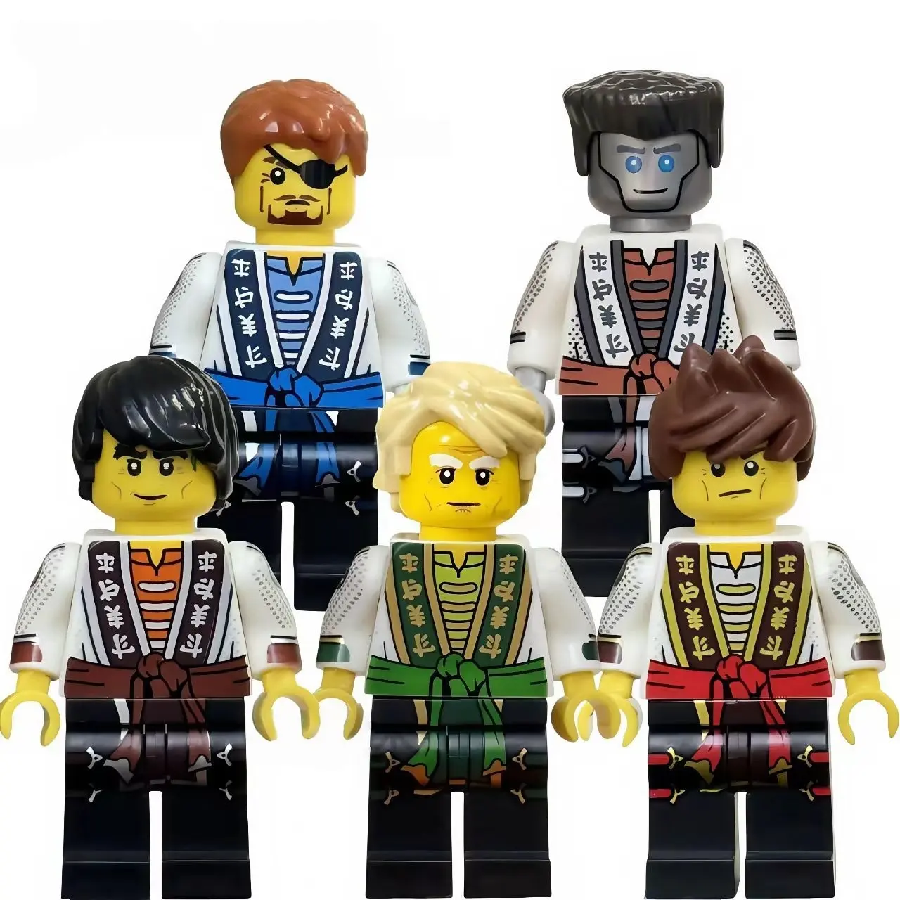 Classic Ninja Style Character Building Block Figures, 5PCS Elder Warrior Design Mini Figure Collection, DIY Assembly Compatible Brick Models