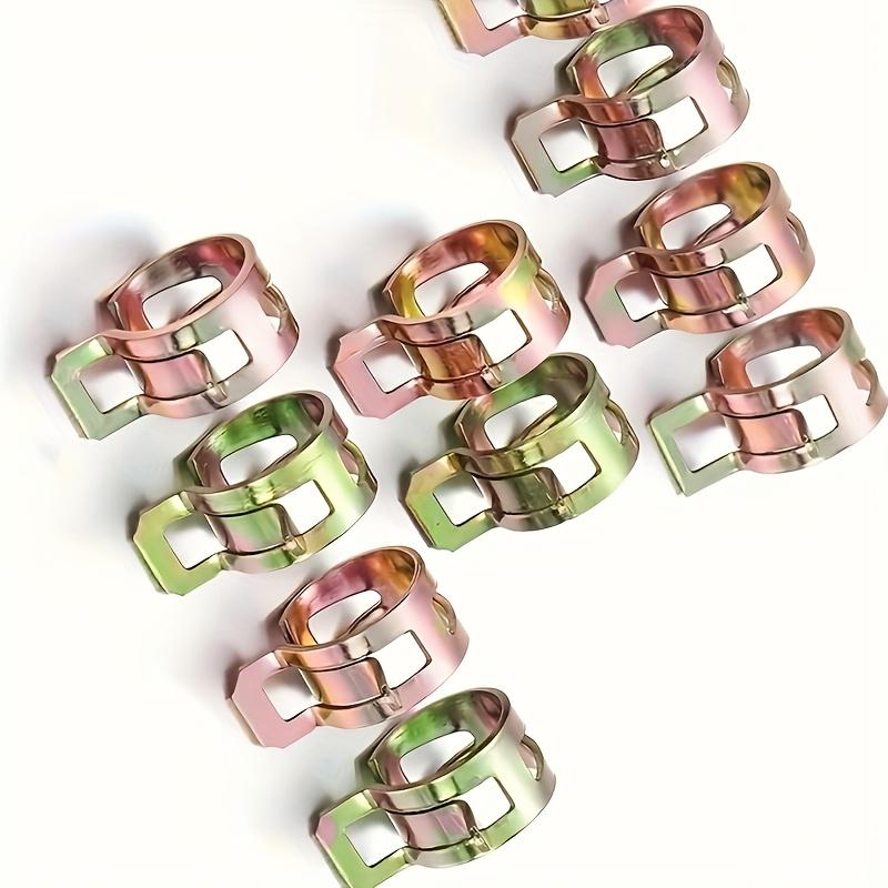 90pcs Spring Hose Clamp Assortment Kit Includes Spring Band Action Clamps for Fuel, Vacuum Hose, And Low-pressure Air Applications. Sizes Available: 6mm, 7mm, 8mm, 9mm, 10mm, 12mm, 14mm, And 16mm.