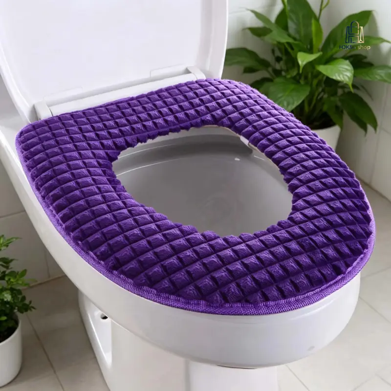 Plush Toilet Seat Cover Cushion, Winter Warm Thick Soft Washable Zippered Toilet Lid Pad, Non-Slip Universal Fit Toilet Seat Warmer for Bathroom, Cozy Fluffy Toilet Seat Protector for Home Use