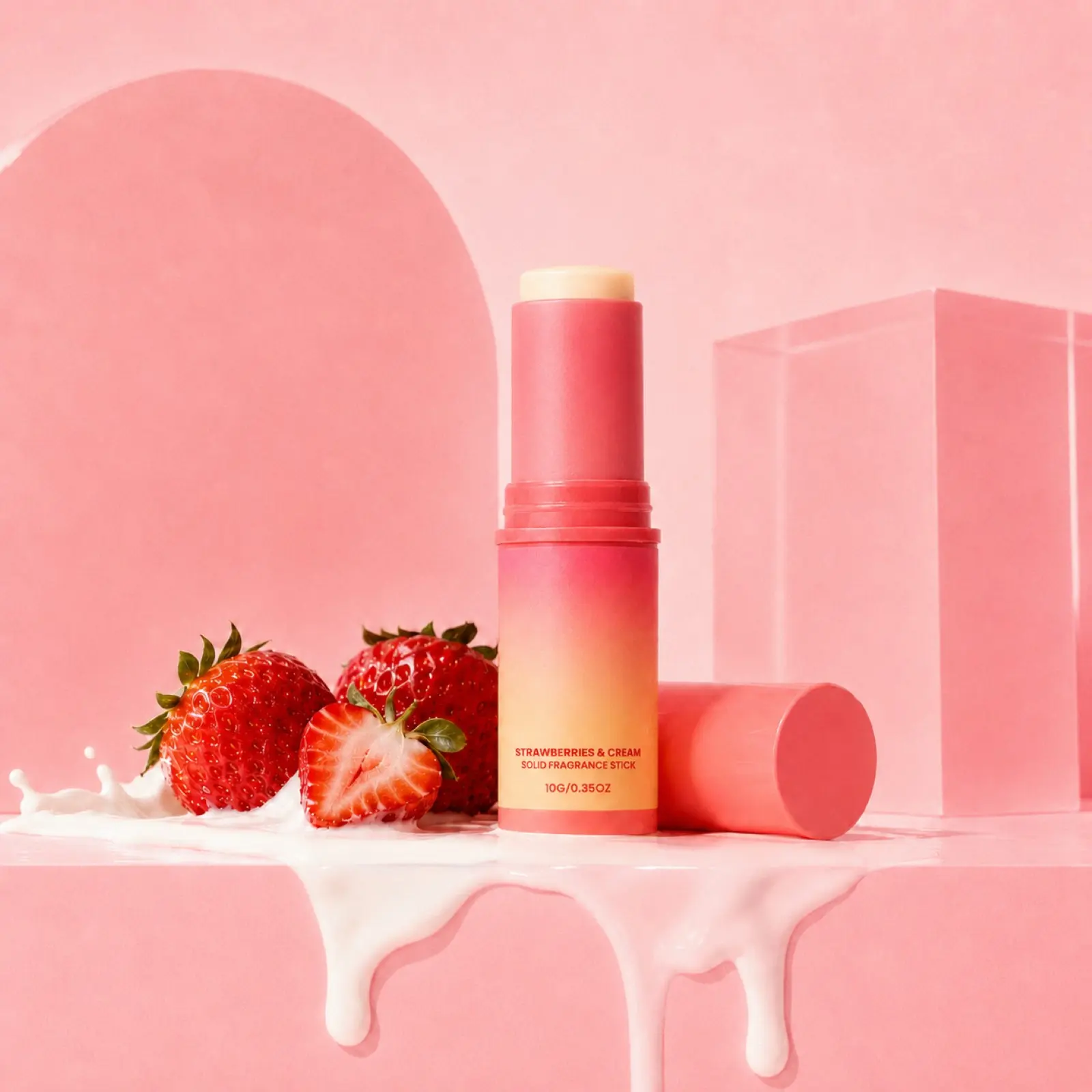 Strawberry Cream Flavored Solid Fragrance, Long-Lasting Sweet Fruit Fragrance, Easy to Apply, Portable, 10g, Perfect for Dates