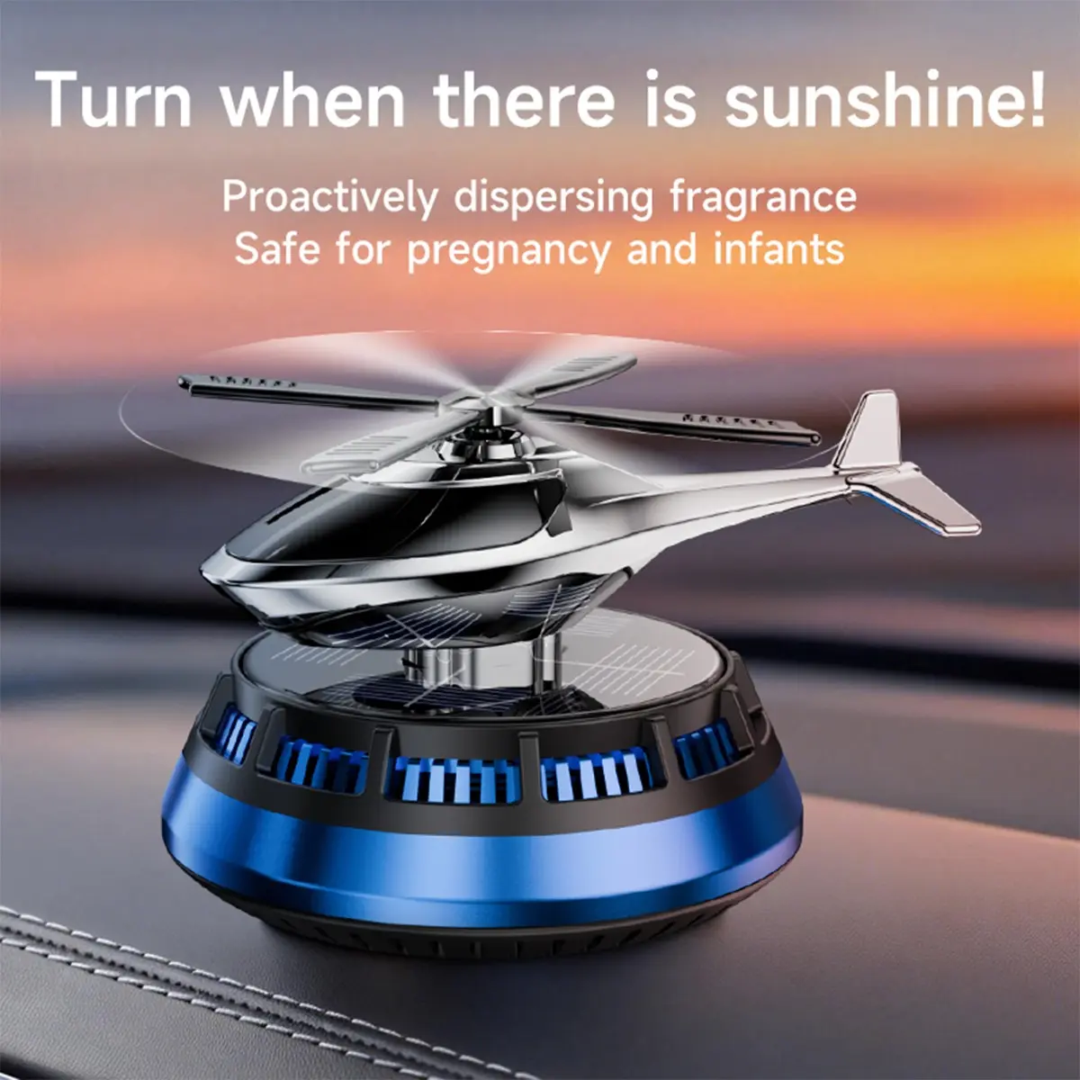 Solar-Powered Helicopter Car Air Freshener, Rotating Aromatherapy Diffuser Ornament, Dashboard Interior Accessories for Car and Home Decor #GLOBAL PICKS