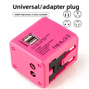 Multi-Functional Plastic-Metal Travel Adapter Plug - Retractable Design, USB Socket, Fast Charging, Resistance Feature for Smartphones, Digital Electronic Devices, Portable Smart Chargers