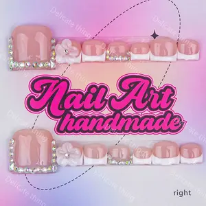 Delicate thing Y2K hand-made press-on toenails four sizes to choose from (XS/S/M/L) Suitable for beach vacations and sandy beaches Decorative Nails Fake Nails