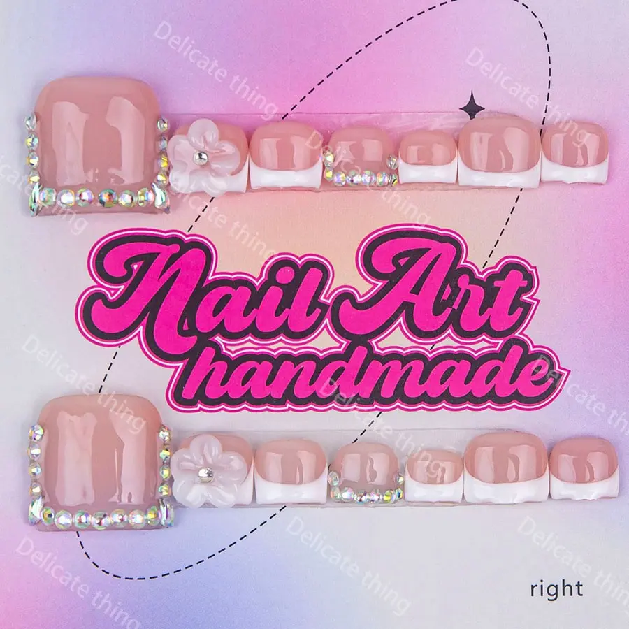 Delicate thing Y2K hand-made press-on toenails four sizes to choose from (XS/S/M/L) Suitable for beach vacations and sandy beaches Decorative Nails Fake Nails