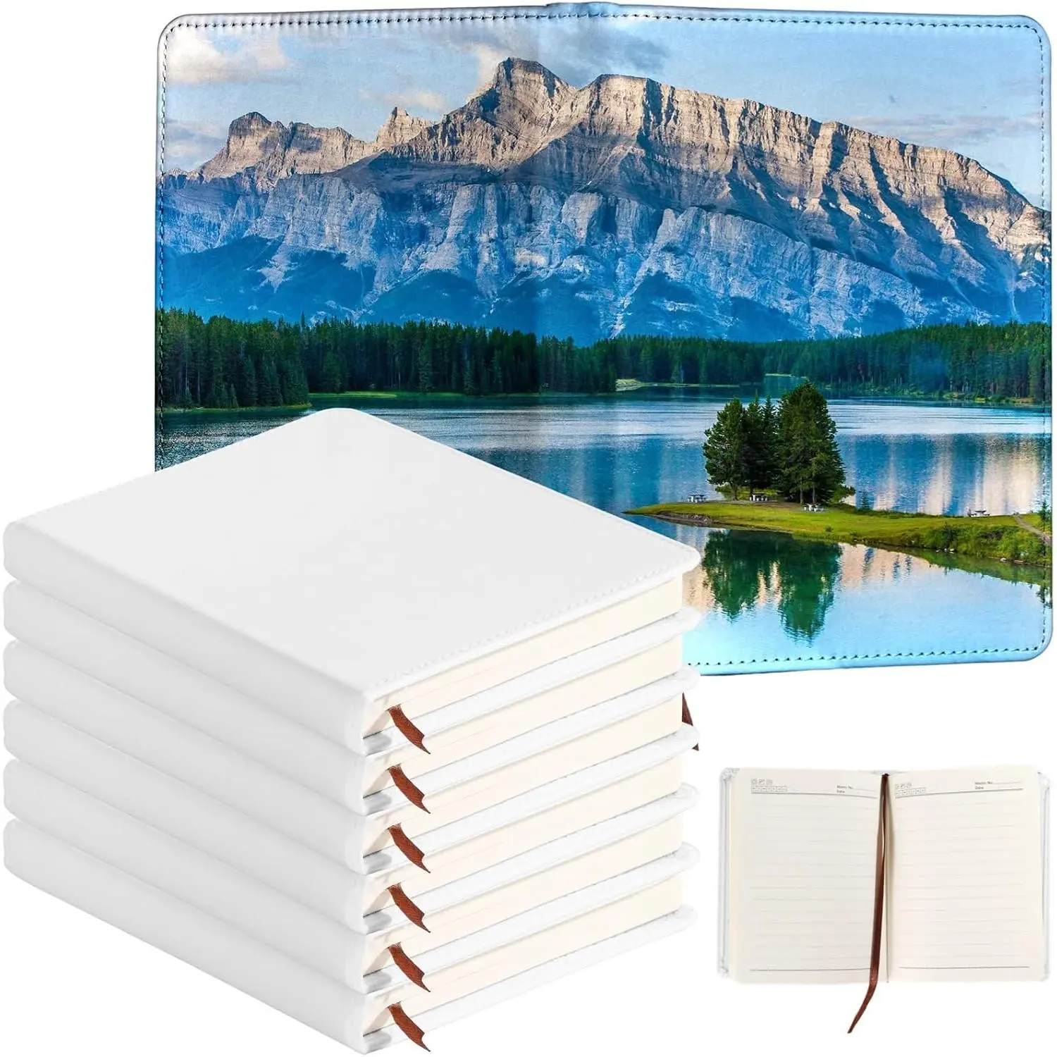 6-Count Modern A5 Sublimation Blank Cover Journal - Hardcover PU Material Heat Transfer Notebook, 100 Pages for Journaling - School Office Supplies, Blank Covers