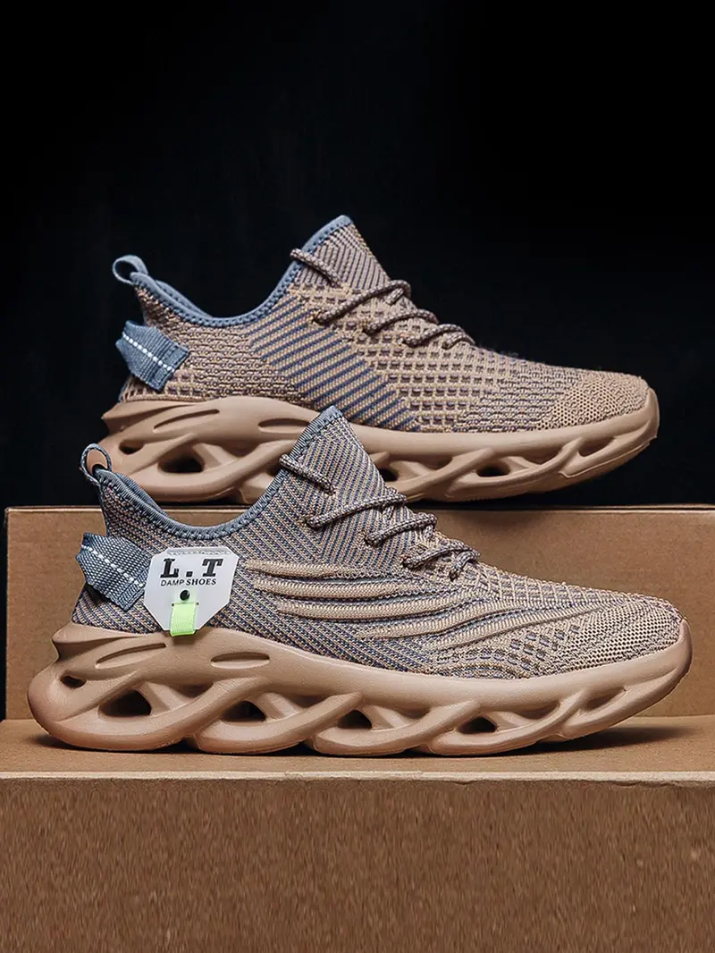 Product Introduction of Mens Shoes, Ultra-light Textured Design Lace-up Trainers for Treadmill Wear As Gift, Workout Sneakers, Casual Twist Sole Design Sports Running Shoes for Summer 2025 22