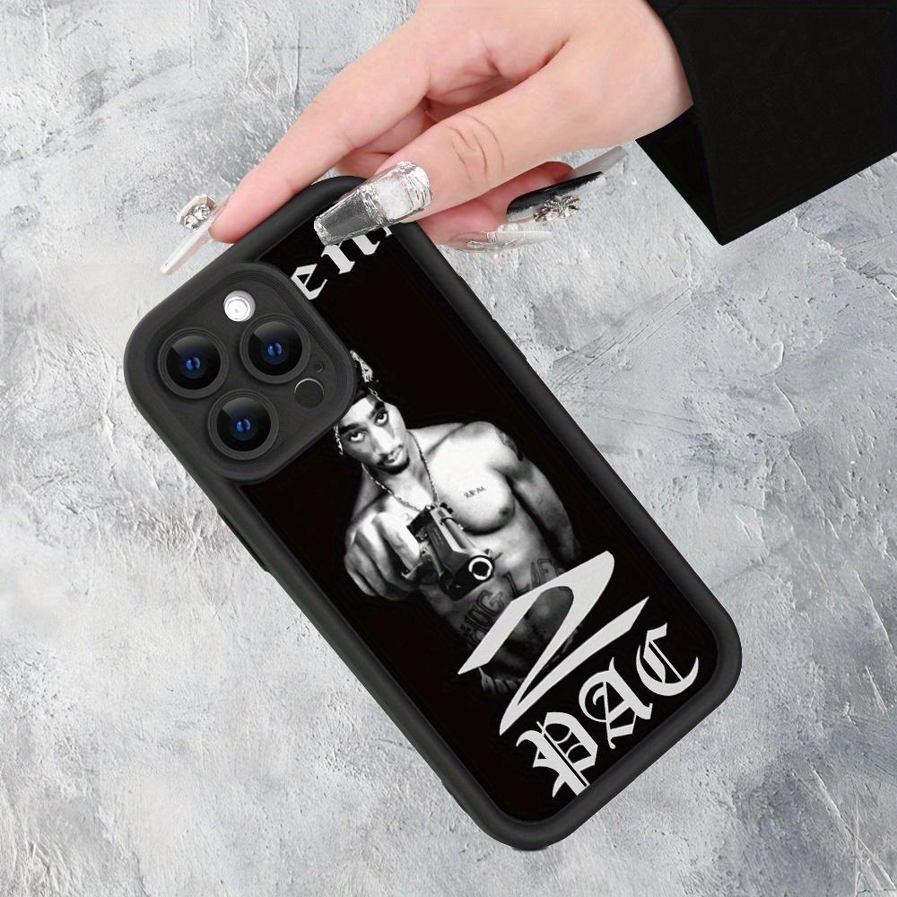 Legendary Rapper 2Pac Street Style Design |     Shockproof, Anti-Slip Matte Finish |     Low-Key Luxury UV Print Case for iPhone 17 E Air Pro ProMax iPhone16 15 14 Plus 13 12 Mini 11 X XS XR - Black TPU Soft Cover with Drop Protection, Halloween Event, Su