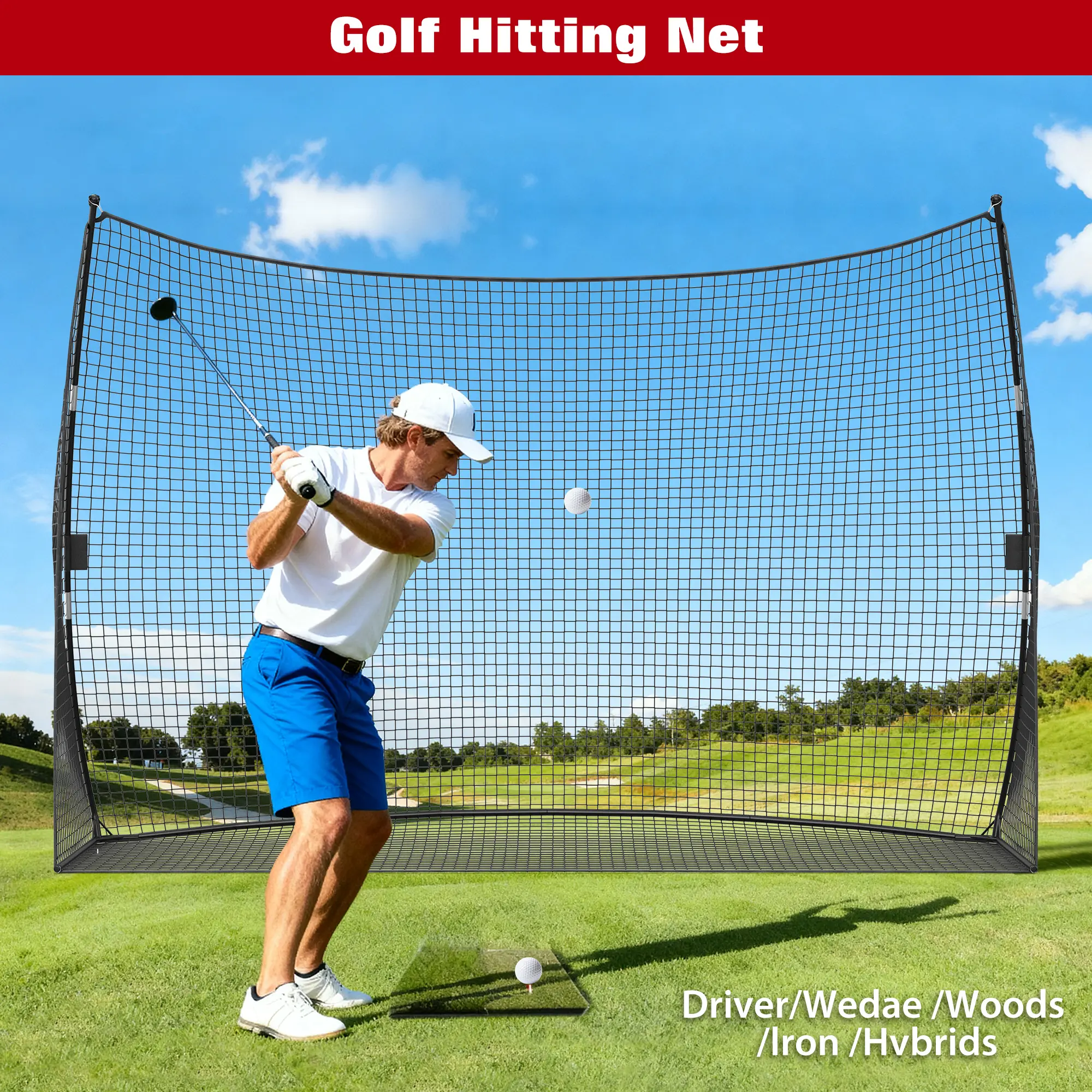 10x7x3ft Golf Practice Net with Carry Bag – Durable Training Net for Backyard, Indoor, and Outdoor Chipping and Swing