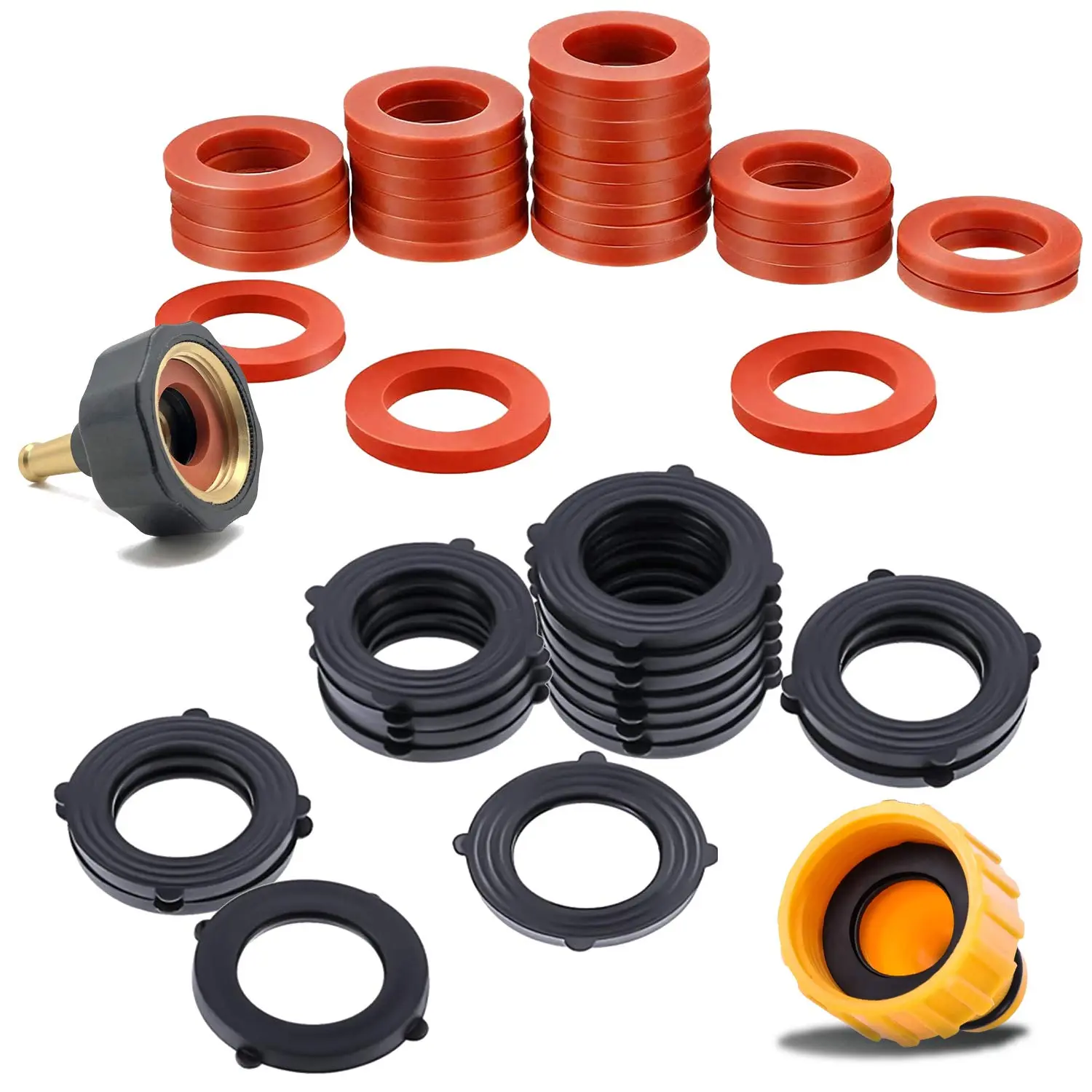 50 Pack Garden Hose Washers, Fit  ¾” Standard Water Hose Washers and Faucet Fittings, Heavy Duty Rubber Washer Seals