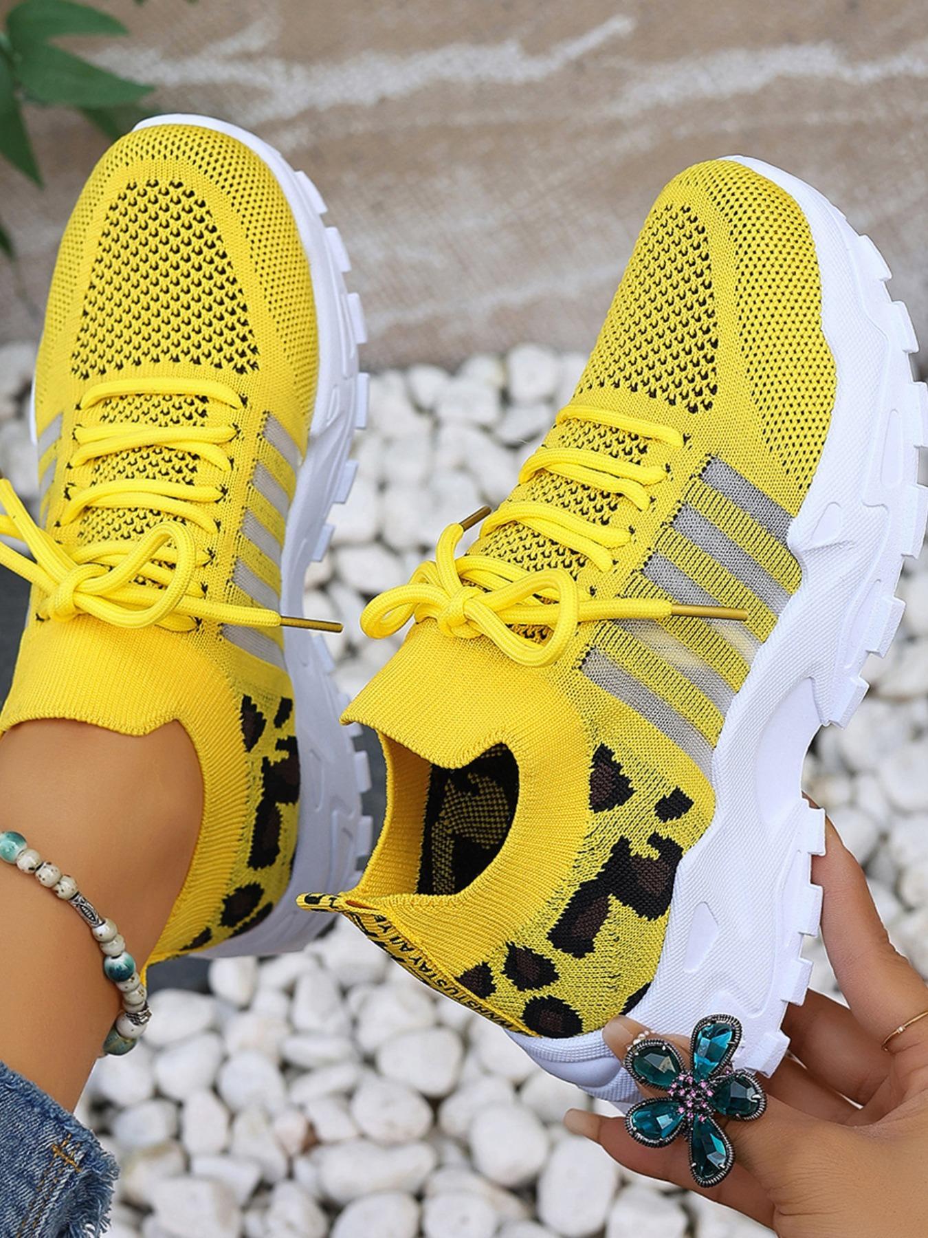 Women's Fashion Leopard Print Lace Up Low Top Sneakers, Casual Comfortable Sporty Running Shoes, Female All-match Round Toe Trending Fashionable Running Athletic Shoes for Daily Wear, Breathable Running Shoes, Workout Sneakers