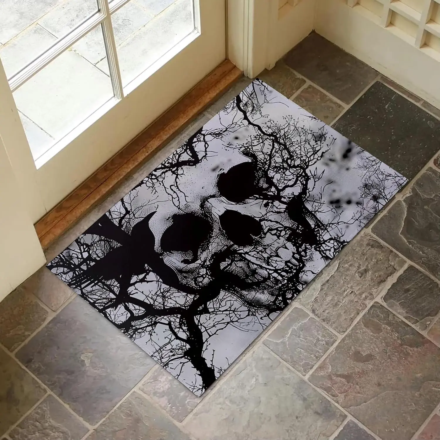 Gothic Skull Tree Non-Slip Indoor Door Mat - Gothic House Decor Entryway Rug for Home, Living Room, Goth Lovers Gifts