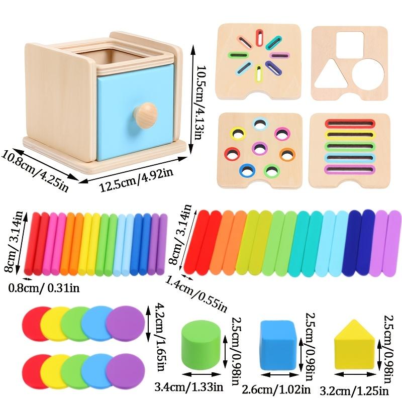 Children Wooden Puzzle Educational Toys | Color Shape Classification All-In-One Matching, Wooden Stick Sorting Stacking Board Games, Ideal for Easter, Thanksgiving, Christmas Gifts for Over