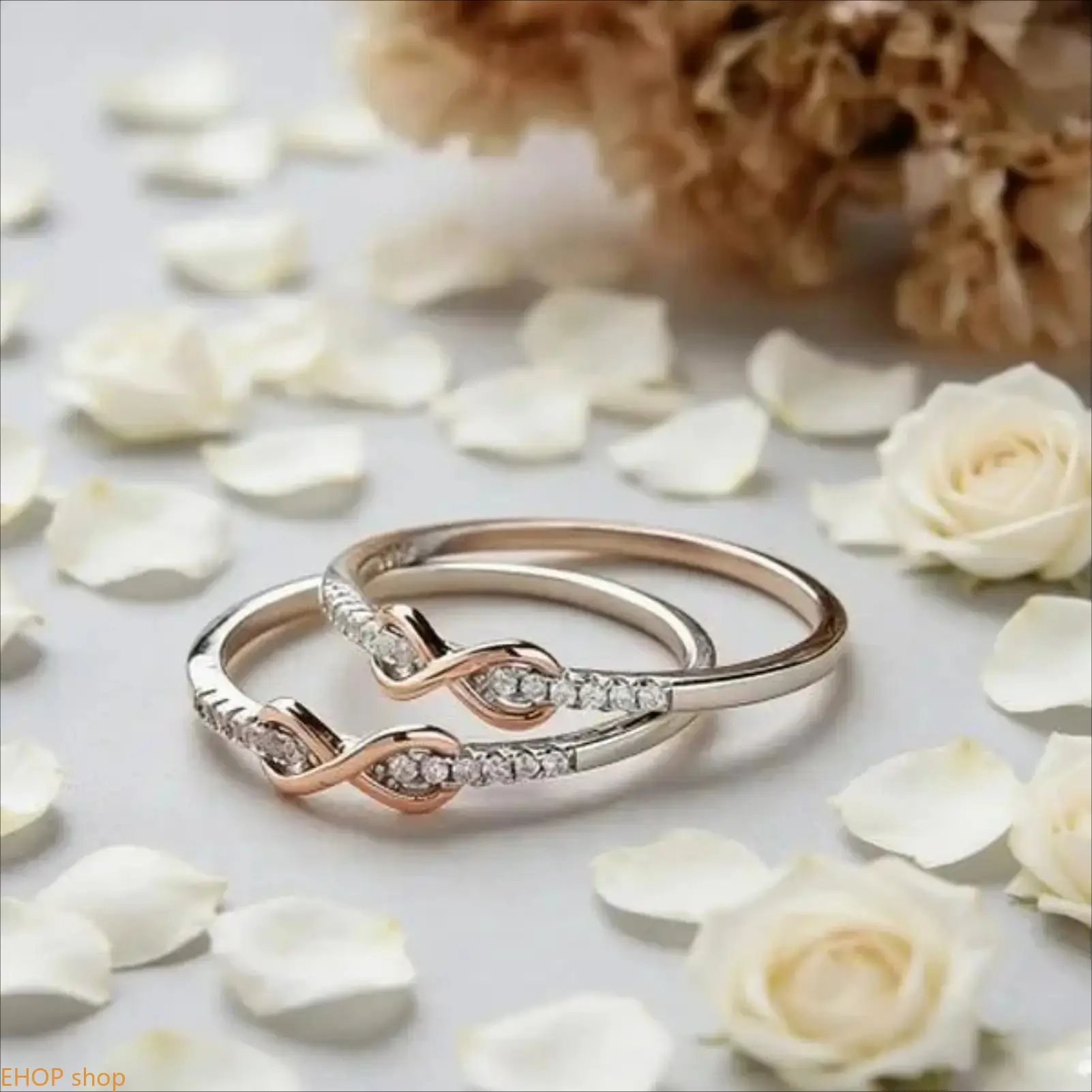 BFF Infinity Knot Ring, Pinky Promise Friendship Ring with Cubic Zirconia, Gold & Silver Tone Infinity Jewelry for Women and Girls, Ideal Birthday, Valentine’s and Christmas Gift