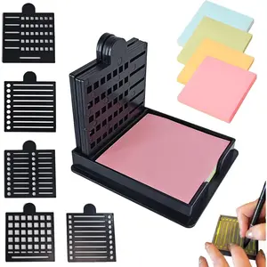 2025 New Sticky Note Stencil, Sticky Note Holder with Five Templates, Suitable for 3x3 Inch Sticky Notes, Perfect for to-Do Lists, Home, Office, Reusable Sticky Notes Dispenser (Black 5 Templates)