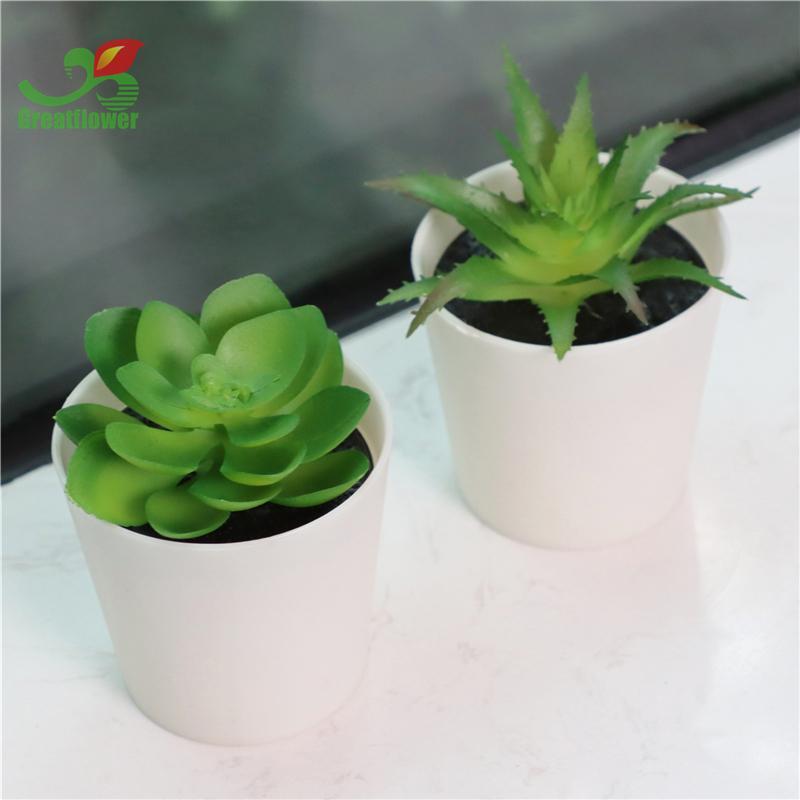Artificial Succulent Plant with Pot, 3pcs/set Plastic Simulated Potted Plant Ornaments, Decorative Fake Plant for Office Home Decor