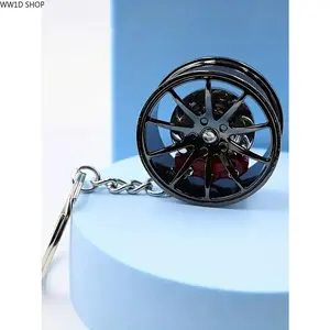 360 Degree Rotatable Car Brake Keychain  360 Degree Rotatable Car Brake Keychain for Men and Women, Lightweight Metal Key Accessory, Creative Car Hub Pendant for Street and Automotive Style