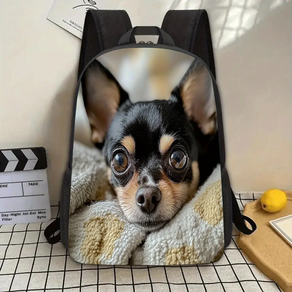 1pc Large Capacity 17-Inch Backpack with Chihuahua Design - Lightweight Laptop Bag for School, Work, Travel - Spacious Main Compartment, Side Pockets - Durable Backpack for Teens, Adults, Pet Lovers - Birthday, Christmas, Valentine's Gift Idea, Backpack f