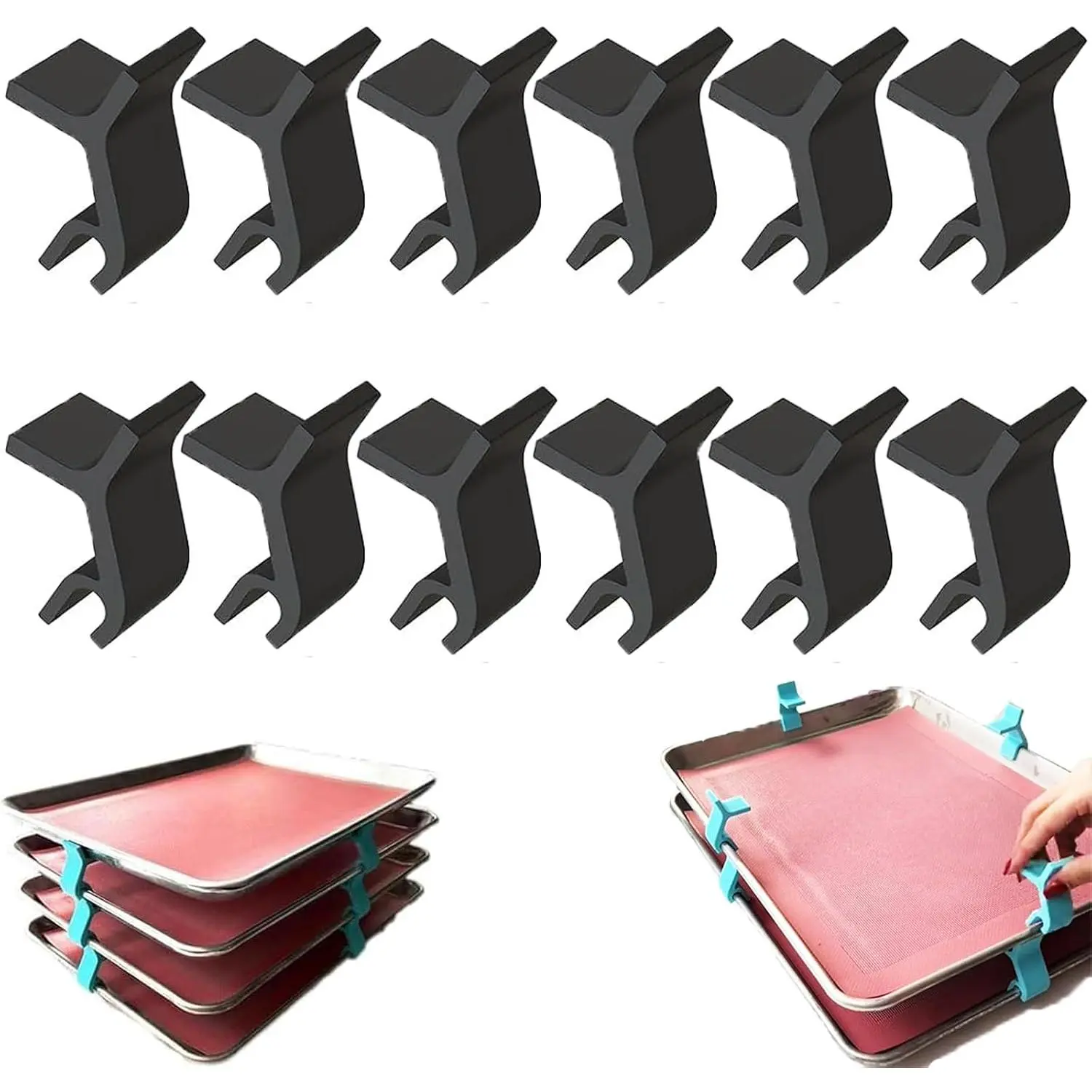 Large Cookie Sheet Stackers, Cake Pan Sheet Stacker, Meal Prep Baking Sheet and Dividers,For Baking Sheet and Freeze Dryer Trays (12 PCS-Black)