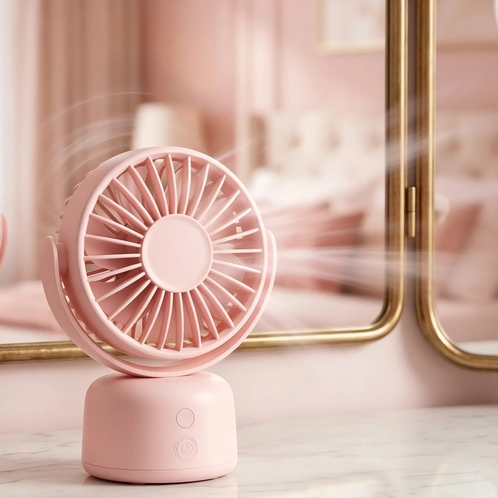 Rechargeable Mini Desktop Oscillating Fan, 3 Speeds, 90° Auto Swing, 120° Manual Angle Adjustment, Quiet Portable Fan for Indoor Use, Adjustable Fans, Battery Desktop Fans