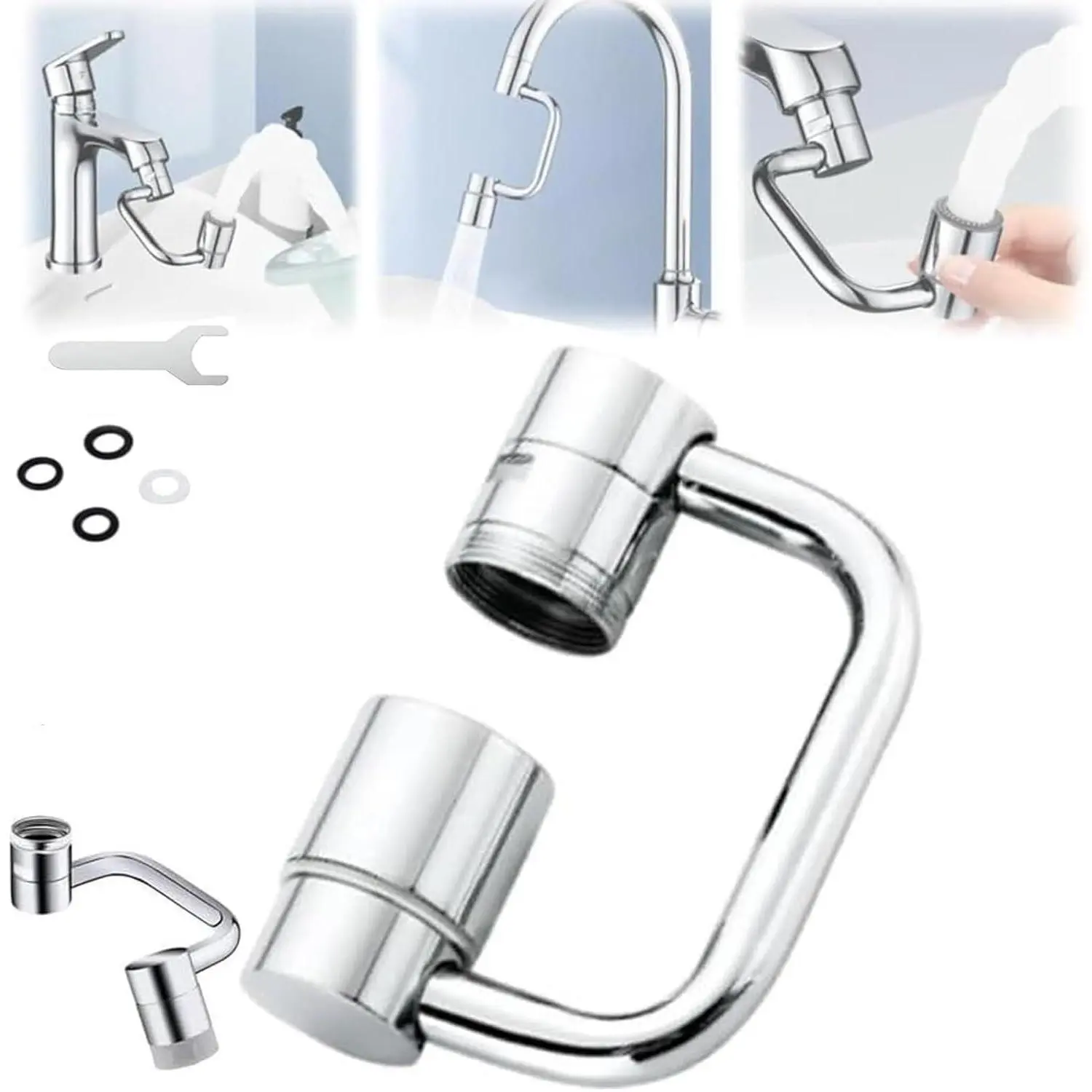 2026 Upgraded Universal Sink Faucet 1080° Rotating Faucet Extender with Upward Facial Mist, U Shaped Faucet Extender, 360° Faucet Aerator for Bathroom Kitchen