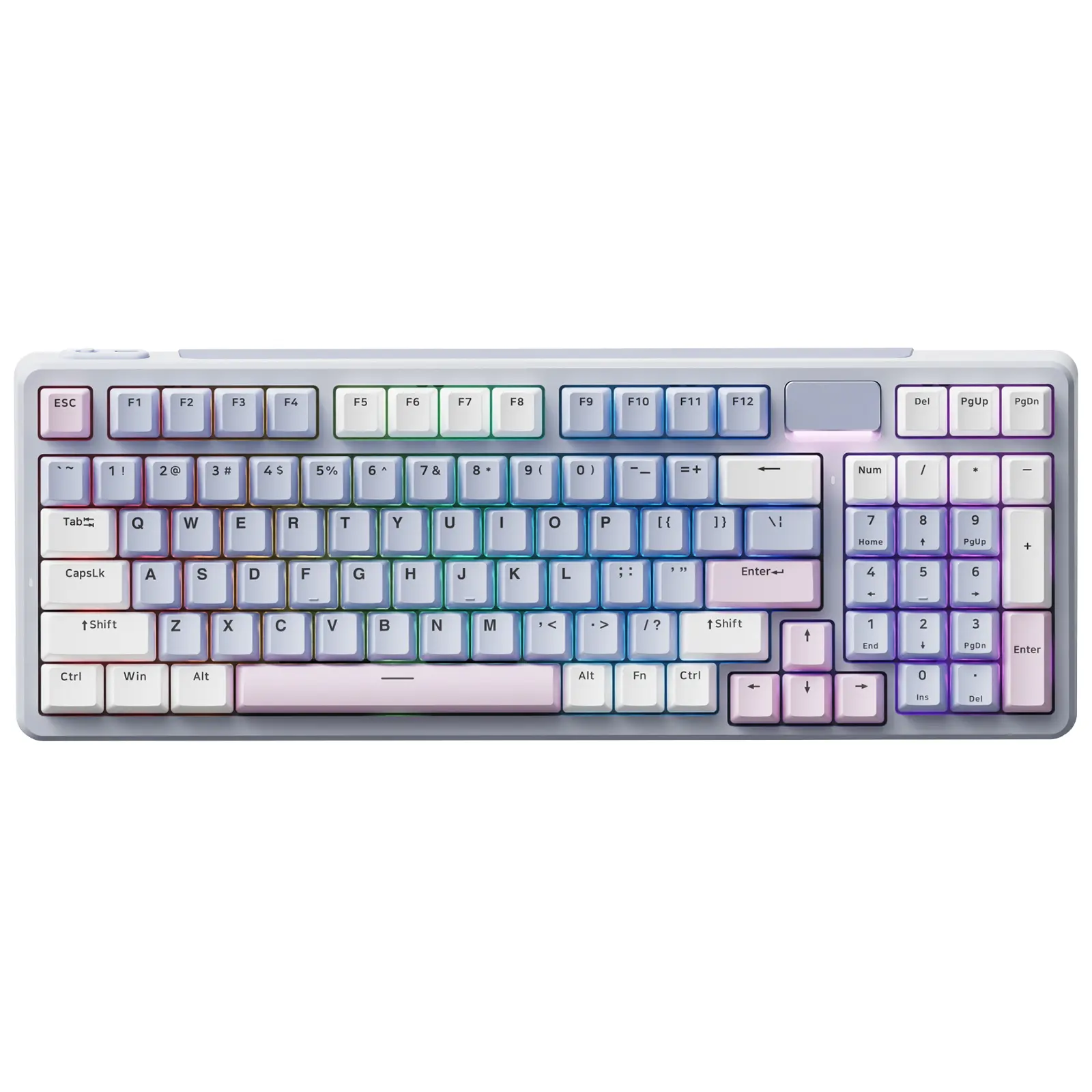 Rapoo V700DIY-98 Wireless Mechanical Gaming Keyboard, BT5.0 + 2.4GHz Connectivity, Hot Swappable Custom Design, Speed Silver Linear Switch, 16.8M Per-Key RGB, Gasket Mount, Creamy Sound, Full NKRO Anti-Ghosting