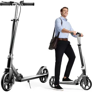 Scooters for Kids 8-12, Teens & Adults - Lightweight, Foldable, 8-Inch Big Wheels, Hand Brake & Bell, 4 Adjustable Height Levels, 240 lbs Max Load, Perfect for School, Campus and Park Rides
