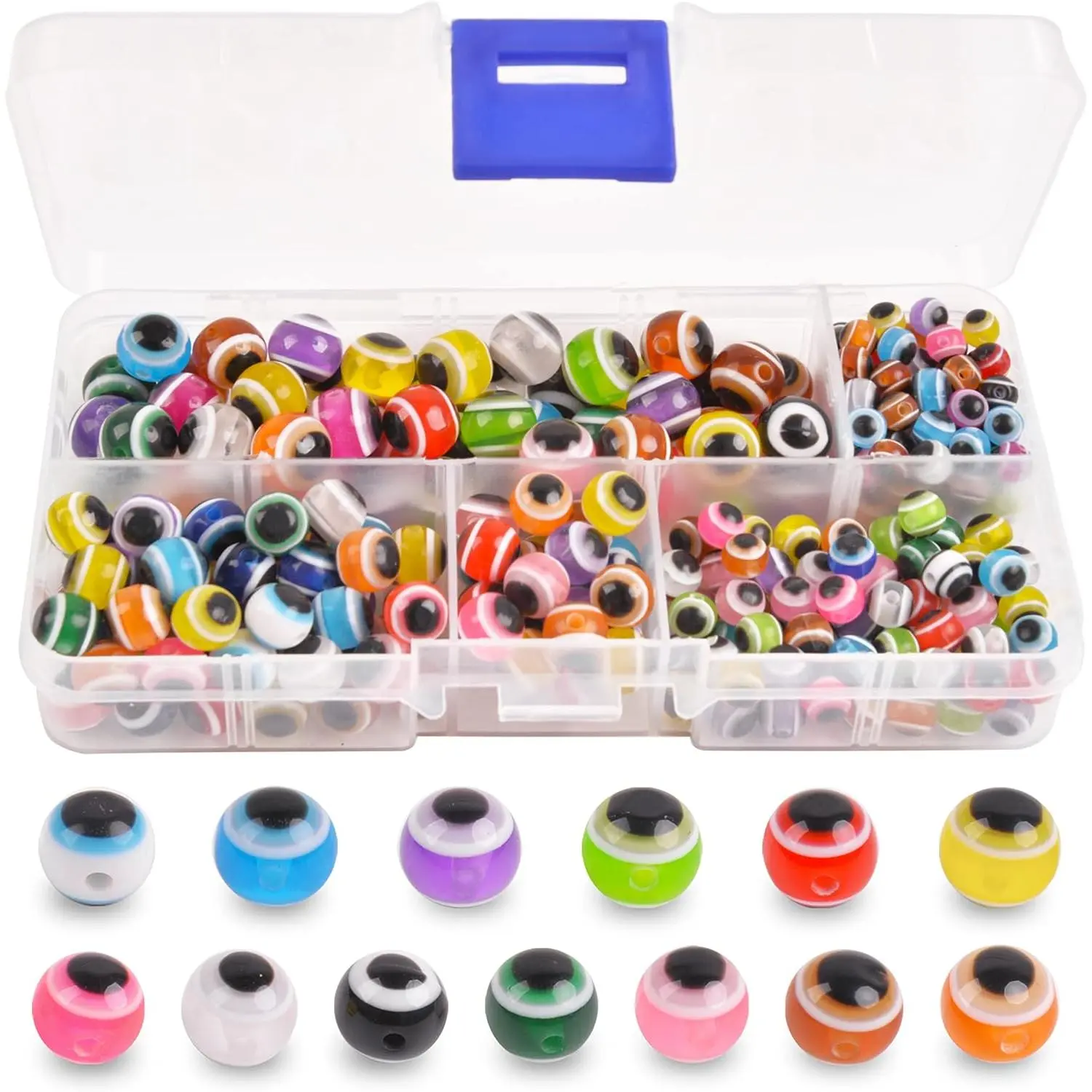 Fishing Eye Beads  Set,  Color Fishing Line Beads  Eggs Round Plastic Fishing  Beads Kit for Fishing Lures Texas   Freshwater Saltwater 5mm/6mm/8mm/10mm