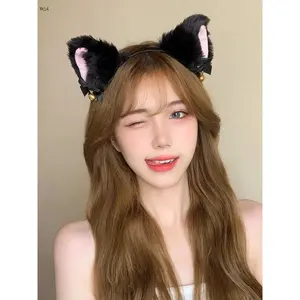 Headband Cat Ear Furry White Black Bow Bell Cute Statement Lightweight Feminine Summer Gift for Women Girls Daily Wear Special Occasion Perfect Accessory